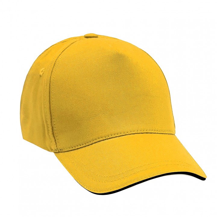 Sarı Pamuk Gabardin 5 Panel Sandwich Siper Dynamic Promosyon Şapkası